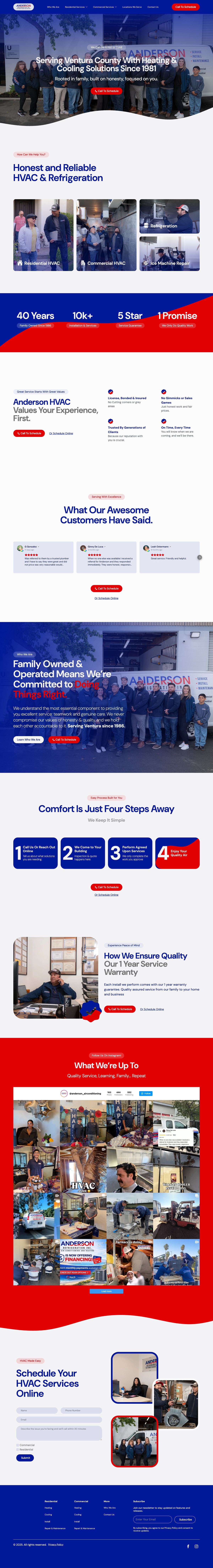 Anderson Heating & Cooling website, desktop view